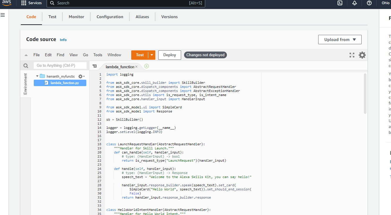Amazon Alexa Skill using AWS Lambda – UW-Milwaukee Cloud Computing