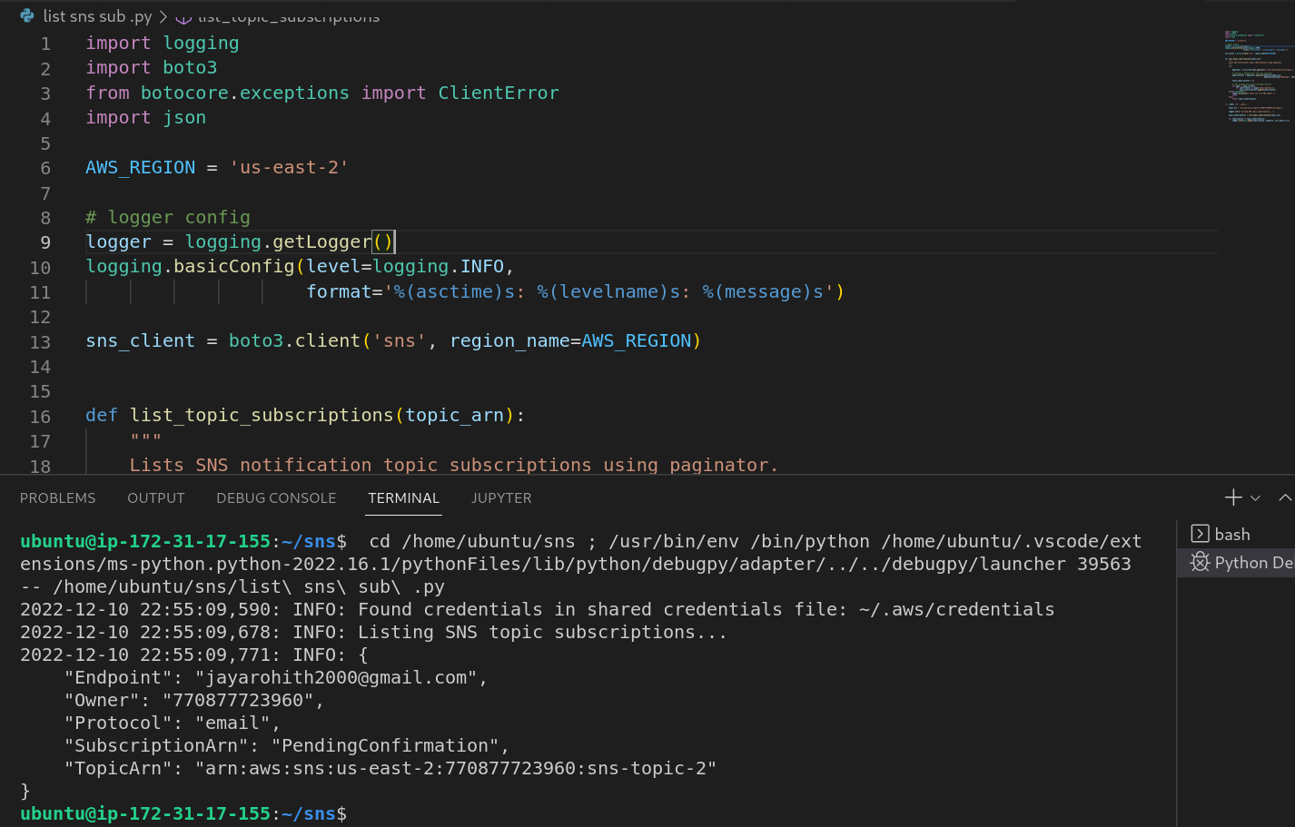 Managing Amazon SNS topic subscription using Boto3 – UW-Milwaukee Cloud ...